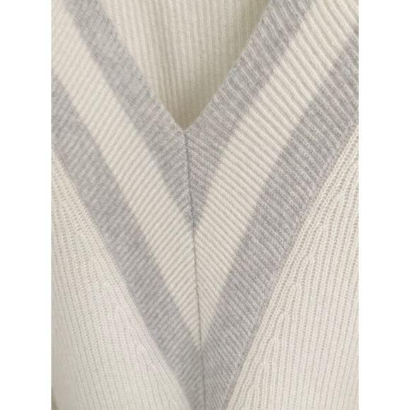 Rag & Bone Women's Cream Gray Cashmere Varsity Sweater Neutral Quiet Luxury Soft - Picture 5 of 11